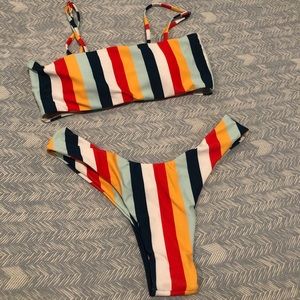 Striped multi color bikini set